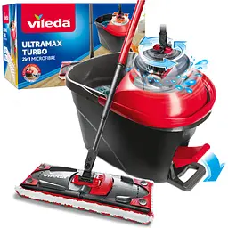 Набір для прибирання Vileda Ultramax Turbo Швабра та відро з віджимом (4023103206236) - мініатюра 2