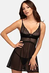 Комплект Obsessive Chemeris babydoll (Чорний, XS/S) Obsessive 101316 96927 - мініатюра 2