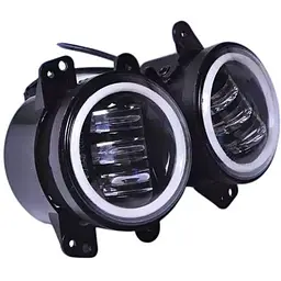 Протитуманні LED Фари круглі / Лінза з ДХО та поворотом / D87мм / 10-30V / 15W / 7000K / 2 шт.
