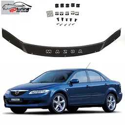 Дефлектор капоту мухобійка для Mazda 6 2002-2008 Євро Кріплення (Vip Tuning) MZD03