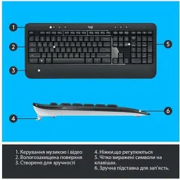 Комплект бездротовий Logitech MK540 Black USB - мініатюра 6