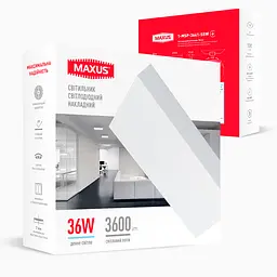 Накладний настінно-стельовий світлодіодний світильник 1-MSP-3641-SSW MAXUS SP Ceiling 36W 4100K Square Slim White