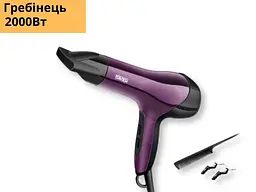 Фен для волосся DSP-30141 професійний з насадкою та гребінцем 2000 Вт чорний (DSP-30141) - мініатюра 2