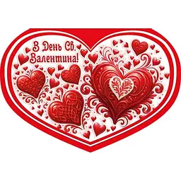 Валентинка подвійна ЕТЮД "В День Св.Валентина" 31х21,3см 1шт/уп СМГ-675у