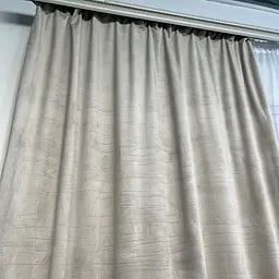 Оксамитові штори бежевого кольору 2шт. 140х270 з білим шифоновим тюлем 400х270, на тасьмі ALBO pbe0052605 - мініатюра 5
