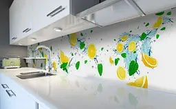Кухонний фартух Цитруси з м'ятою Вінілова апельсин для кухні 65х250 см Фрукти Білий Happy Pocket Z183365 - мініатюра 5