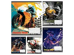 Зошит в лінію ТЕТРАДА 12 арк. 25 шт./уп. Тверда ТЕ42112 12ЛВ Motospeed