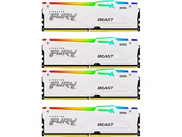 Модуль пам'яті Kingston FURY 128 GB (4x32GB) DDR5 5600 MHz Beast White RGB (KF556C40BWAK4-128)
