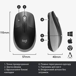 Мишка Logitech M190 Mid Grey (910-005906) - мініатюра 5