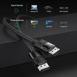 Кабель DisplayPort M - M V1.4 8K 3м Plastic Case Braided Cable DP114 Чорний UGREEN - мініатюра 4