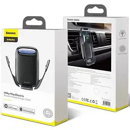 Автотримач Baseus Milky Way Electric Bracket Black - мініатюра 5