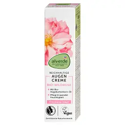 Крем для шкіри навколо очей Alverde Naturkosmetik з олією з насіння шипшини 15 мл - мініатюра 2