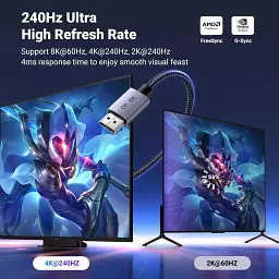 Кабель мультимедійний DisplayPort M to DisplayPort M 5.0m 8K60Hz 32.4Gbps black Ugreen (45039) - мініатюра 4