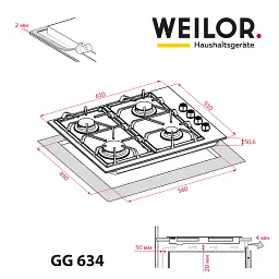 Поверхня газова на склі Weilor GG 634 BL - мініатюра 12