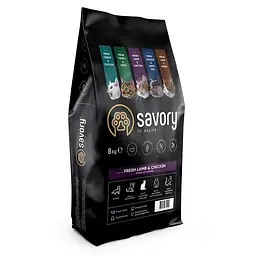 Сухий корм Savory Сейворі для стерилізованих котів, зі свіжим ягням і куркою, 8 кг (арт.30129)