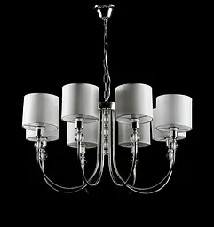 Підвісна люстра з абажурами Splendid-Ray L85004/8 (SL) хром біла 8xE14 80 см