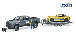 Джип Bruder Dodge RAM 2500 з причепом-евакуатором і родстером (02504) - мініатюра 3