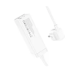 Мережевий фільтр-подовжувач HOCO AC-10A 1x220V+2хUSB+ 2хType-C 65 Вт, 1,5 м, 220 В, White - мініатюра 4