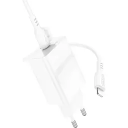 Зарядний пристрій BOROFONE USB-C PD20W + cable USB-C to Lightning white (6941991111419) - мініатюра 4