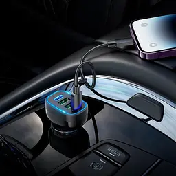 Адаптер автомобільний HOCO Guide car charger NZ11 2 USB 2Type-C 72W чорний - мініатюра 8