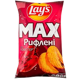 Набір: чипси Lays Max Strong Чилі та лайм картопляні 95 г + чипси Lays Max Рифлені Сметана та цибуля картопляні 95 г + чипси Lays Max Рифлені Лобстер картопляні 95 г - мініатюра 4