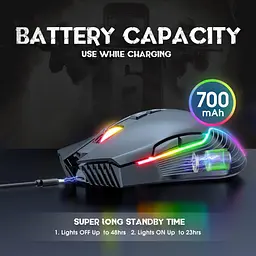 Комп'ютерна мишка Onikuma ігрова бездротова C105 для ПК та ноутбука USB адаптер 2.4 GHz RGB-підсвітка 7 кнопок 3600 DPI акумуляторна - мініатюра 3