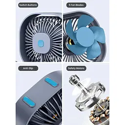 Портативний міні-вентилятор Topk K50 USB charging 360° rotating Gray - мініатюра 4