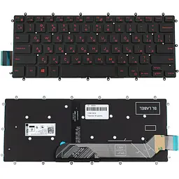 Клавіатура для ноутбука DELL (Inspiron: 5378), rus, black, без фрейма, підсвічування клавіш(RED), оригінал