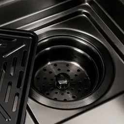 Кухонна мийка 75x46D PVD чорна Platinum Handmade Водоспад, Чорний - мініатюра 8