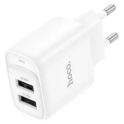 Мережевний зарядний пристрій Hoco C141A Smart 2.1A 2USB-A White - мініатюра 2