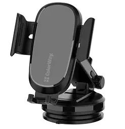 Автотримач для телефону ColorWay Dashboard Car Wireless Charger, чорний, 15 Вт, бездротова зарядка (Qi), вакуумна присоска,