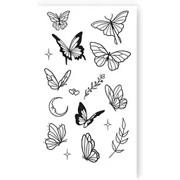 Тату тимчасове 9 Метеликів Tattooshka L-73 Чорний shop (4825800010532)