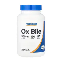 Вітамінно-мінеральний комплекс Nutricost Бичача жовч, 500 мг, Ox Bile, 120 капсул (NCS67083)