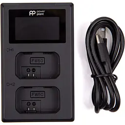 Зарядний пристрій PowerPlant Sony NP-FW50 для двух акумуляторів, LED екран