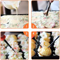 Електрична такоячниця RAF Takoyaki Maker для приготування пончиків, кейк-попсів і м'ясних кульок (18 комірок) антипригарна - мініатюра 5