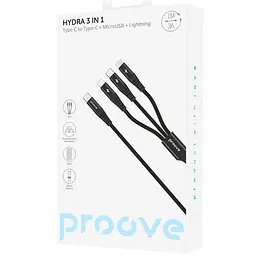 Кабель Proove Hydra 3 in1 Type-C + Micro USB + Lightning (1m) black (CCHY15012101) - миниатюра 2