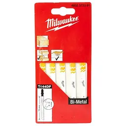 Полотна для лобзиків T144DF Bi-Metal MILWAUKEE, 75х4,0мм, (5шт), (деревина, швидкий різ)