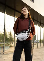 Сумка через плече жіноча бананка Sambag Flex Pro принт "Square" 30 × 17 × 15 см (85451150)