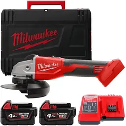 Кутова шліфувальна машина — акумуляторна безщіткова болгарка MILWAUKEE, M18 BLSAG125X-402X, Ø125 мм