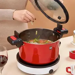 Каструля-скороварка Huo Hou HU0160 Stainless Steel Enamel Micro Pressure Cooker червона  - мініатюра 3