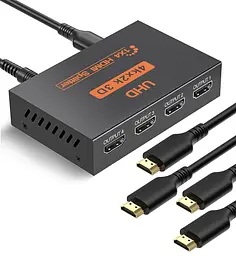 HDMI спліттер 1×4 4K 30Hz для 4 дисплеїв, Plug&Play