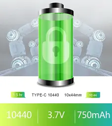 Акумулятор 10440 Smartoools 750 mAh 3.7V батарейка із вбудованою зарядкою Type-C - мініатюра 2