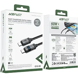 Кабель USB 2.0 Type-C M-M, 1.2 м 60W digital display Чорний, C15-03 Acefast - мініатюра 4