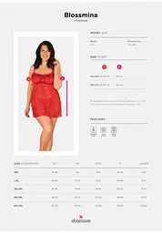 Комплект білизни Obsessive Blossmina, 6XL/7XL (червоний) - мініатюра 7