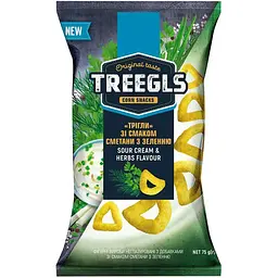 Снеки Treegls кукурузные со вкусом сметаны с зеленью 75 г