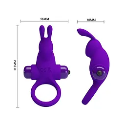 Віброкільце Pretty Love Vibro Penis Ring Rabbit 11.3 см фіолетовий - мініатюра 5