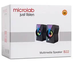Колонки 2.0 Microlab B22, Black, 2 x 3 Вт, пластиковий корпус, RGB - підсвічування, живлення від USB - мініатюра 3