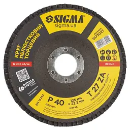 Круг зачистний Sigma пелюстковий торцевий Т27 (прямий) ZA 125мм P40 (9173021) - мініатюра 2