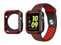 Силіконовий захисний корпус Primo для Apple Watch 38 мм Black/Red - мініатюра 2