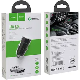 Автомобільний зарядний пристрій Hoco Z32A 1 USB QC 3.0 Black - мініатюра 2